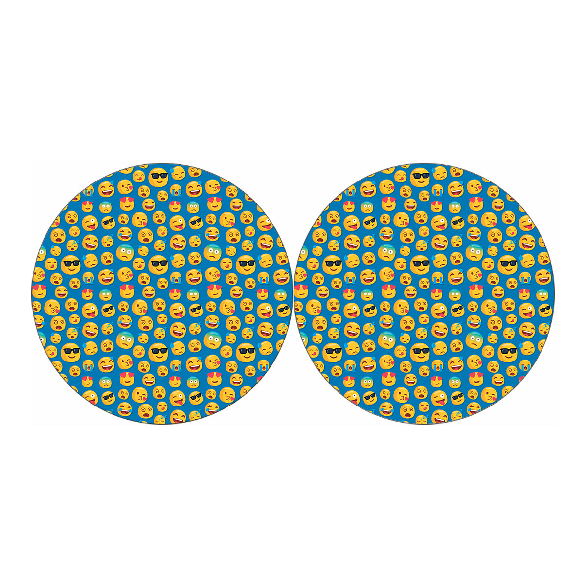 Blue Emoji Pattern Print Car Coasters
