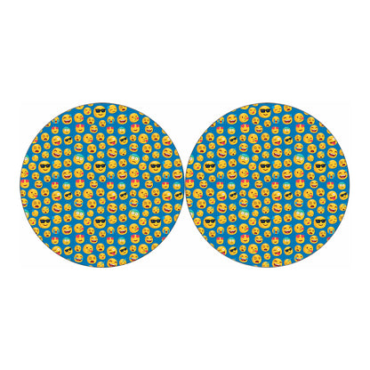 Blue Emoji Pattern Print Car Coasters