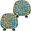 Blue Emoji Pattern Print Car Headrest Covers
