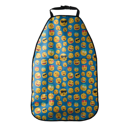 Blue Emoji Pattern Print Car Seat Organizers