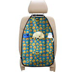 Blue Emoji Pattern Print Car Seat Organizers