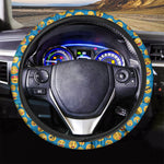 Blue Emoji Pattern Print Car Steering Wheel Cover