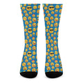 Blue Emoji Pattern Print Crew Socks