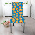 Blue Emoji Pattern Print Dining Chair Slipcover