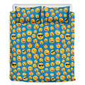 Blue Emoji Pattern Print Duvet Cover Bedding Set
