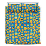 Blue Emoji Pattern Print Duvet Cover Bedding Set