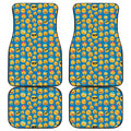 Blue Emoji Pattern Print Front and Back Car Floor Mats
