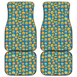 Blue Emoji Pattern Print Front and Back Car Floor Mats