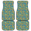 Blue Emoji Pattern Print Front and Back Car Floor Mats