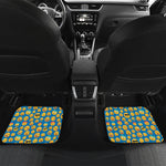 Blue Emoji Pattern Print Front and Back Car Floor Mats