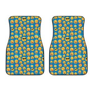 Blue Emoji Pattern Print Front Car Floor Mats