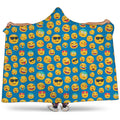 Blue Emoji Pattern Print Hooded Blanket