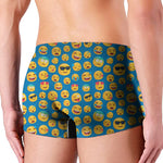 Blue Emoji Pattern Print Men's Boxer Briefs