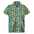 Blue Emoji Pattern Print Men's Short Sleeve Shirt