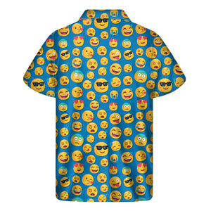 Blue Emoji Pattern Print Men's Short Sleeve Shirt