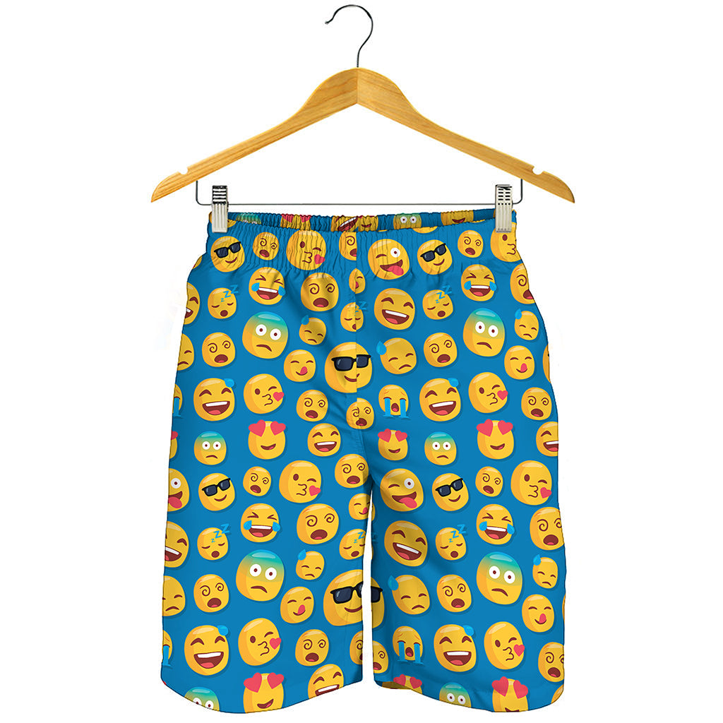 Blue Emoji Pattern Print Men's Shorts