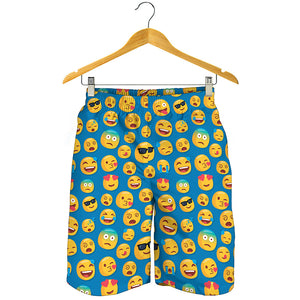 Blue Emoji Pattern Print Men's Shorts