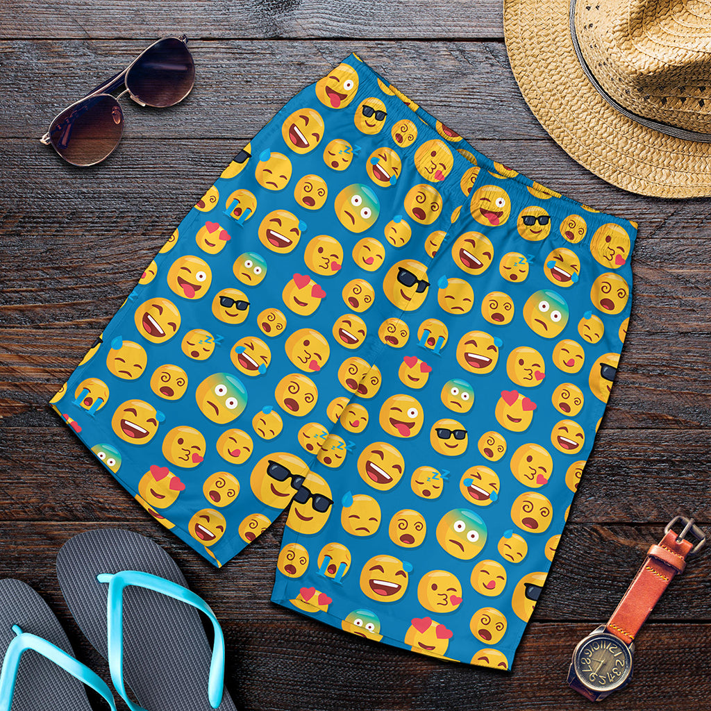 Blue Emoji Pattern Print Men's Shorts