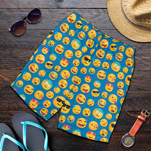 Blue Emoji Pattern Print Men's Shorts