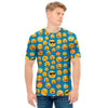 Blue Emoji Pattern Print Men's T-Shirt