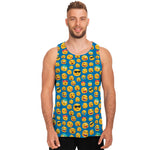 Blue Emoji Pattern Print Men's Tank Top