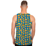 Blue Emoji Pattern Print Men's Tank Top