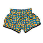 Blue Emoji Pattern Print Muay Thai Boxing Shorts