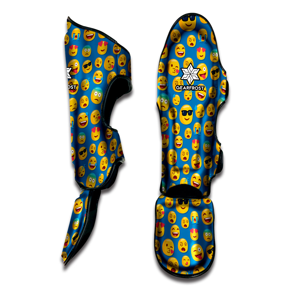 Blue Emoji Pattern Print Muay Thai Shin Guard