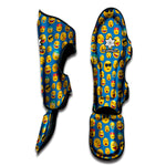 Blue Emoji Pattern Print Muay Thai Shin Guard