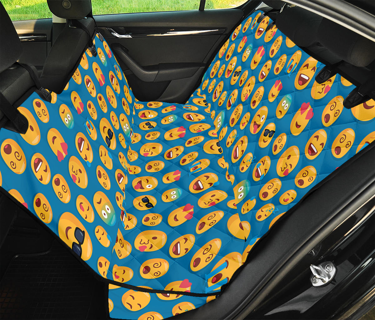 Blue Emoji Pattern Print Pet Car Back Seat Cover