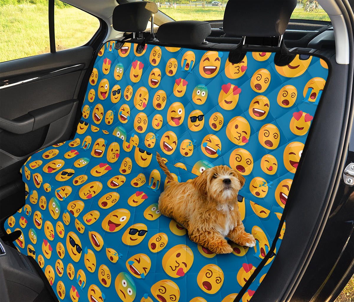 Blue Emoji Pattern Print Pet Car Back Seat Cover