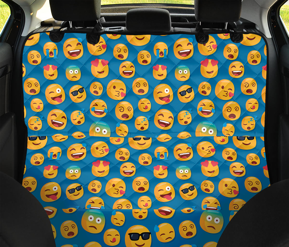 Blue Emoji Pattern Print Pet Car Back Seat Cover