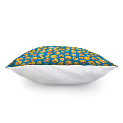 Blue Emoji Pattern Print Pillow Cover