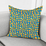 Blue Emoji Pattern Print Pillow Cover