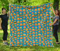 Blue Emoji Pattern Print Quilt