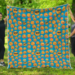 Blue Emoji Pattern Print Quilt