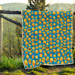 Blue Emoji Pattern Print Quilt