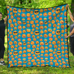 Blue Emoji Pattern Print Quilt
