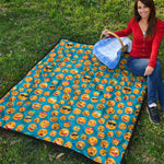Blue Emoji Pattern Print Quilt