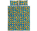 Blue Emoji Pattern Print Quilt Bed Set