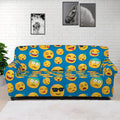 Blue Emoji Pattern Print Sofa Cover