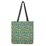 Blue Emoji Pattern Print Tote Bag