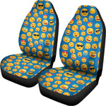 Blue Emoji Pattern Print Universal Fit Car Seat Covers