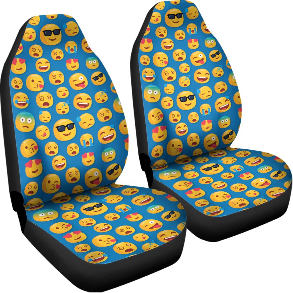 Blue Emoji Pattern Print Universal Fit Car Seat Covers