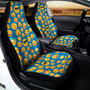 Blue Emoji Pattern Print Universal Fit Car Seat Covers