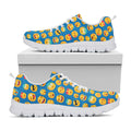 Blue Emoji Pattern Print White Running Shoes