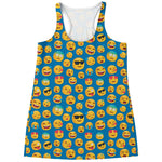 Blue Emoji Pattern Print Women's Racerback Tank Top