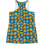 Blue Emoji Pattern Print Women's Racerback Tank Top