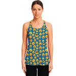 Blue Emoji Pattern Print Women's Racerback Tank Top