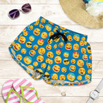 Blue Emoji Pattern Print Women's Shorts